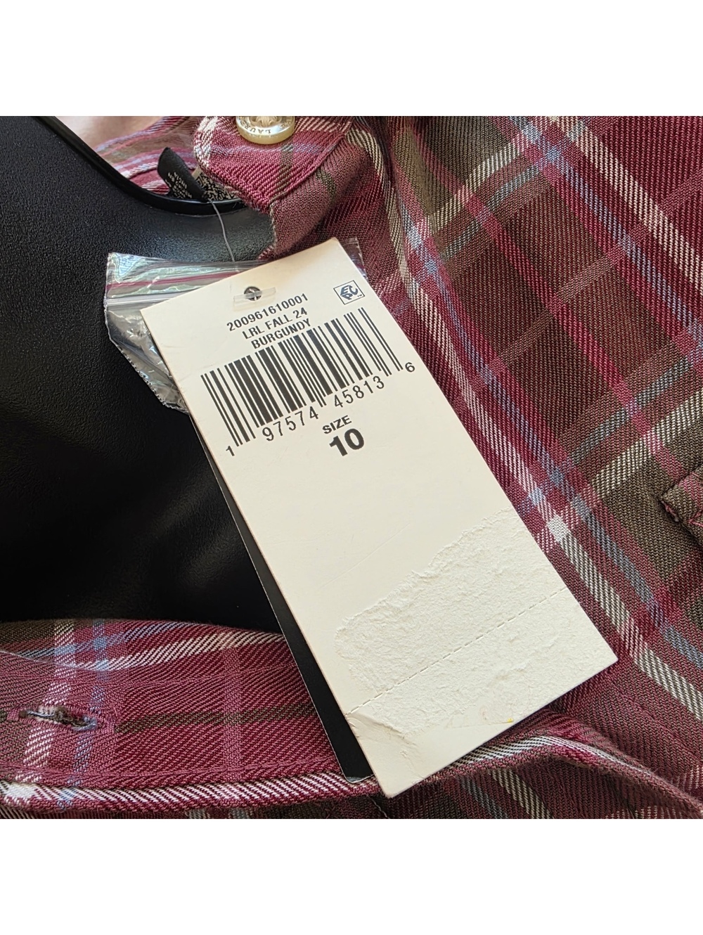 Lauren Ralph Lauren Burgundy Women's Checked Plaid Belted Shirtdress Size: 10 - Picture 7 of 7
